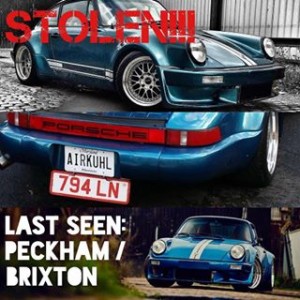 A classic Porsche 911s imported from the USA has been stolen in Dulwich